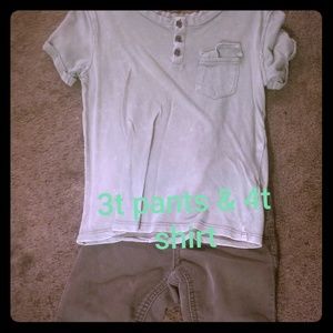 Nwot army green Jean's & a mint green T shirt 4T